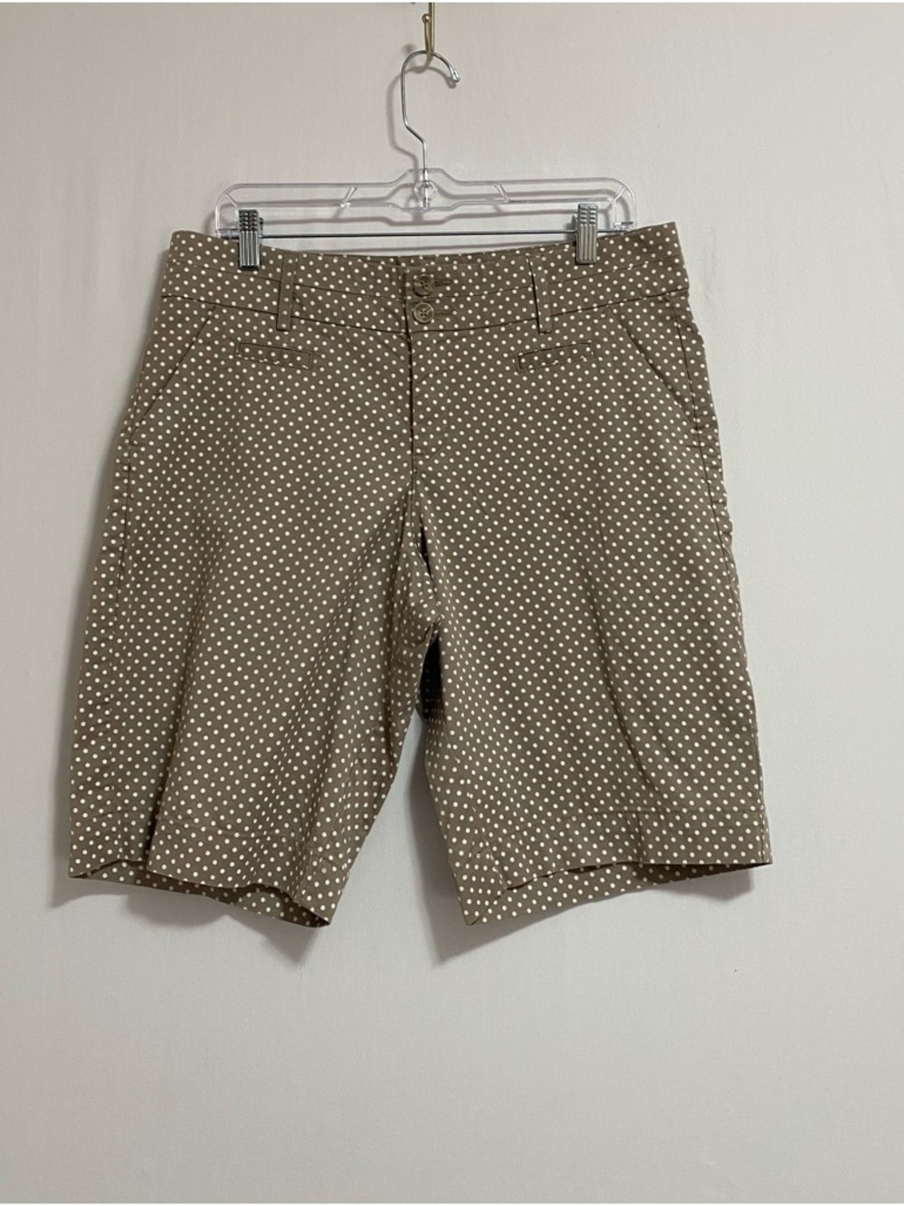 Old Navy Taupe Polka Dot Bermuda Shorts